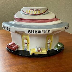 Vintage Corning Factory Store 1999 American Drive-In Cookie Jar Ceramic